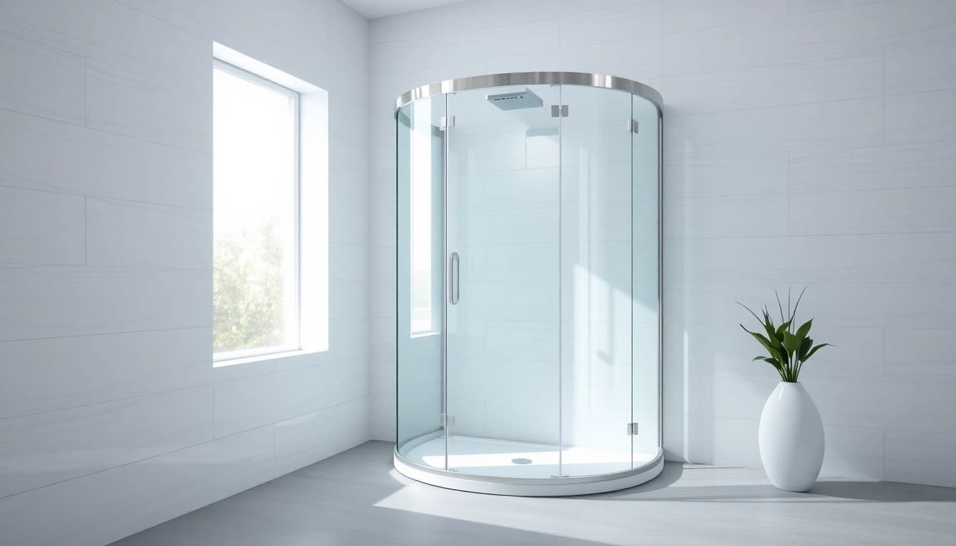 Aktuelle sonni Duschkabine in einem modernen Badezimmer mit eleganten Fliesen und natürlichem Licht.