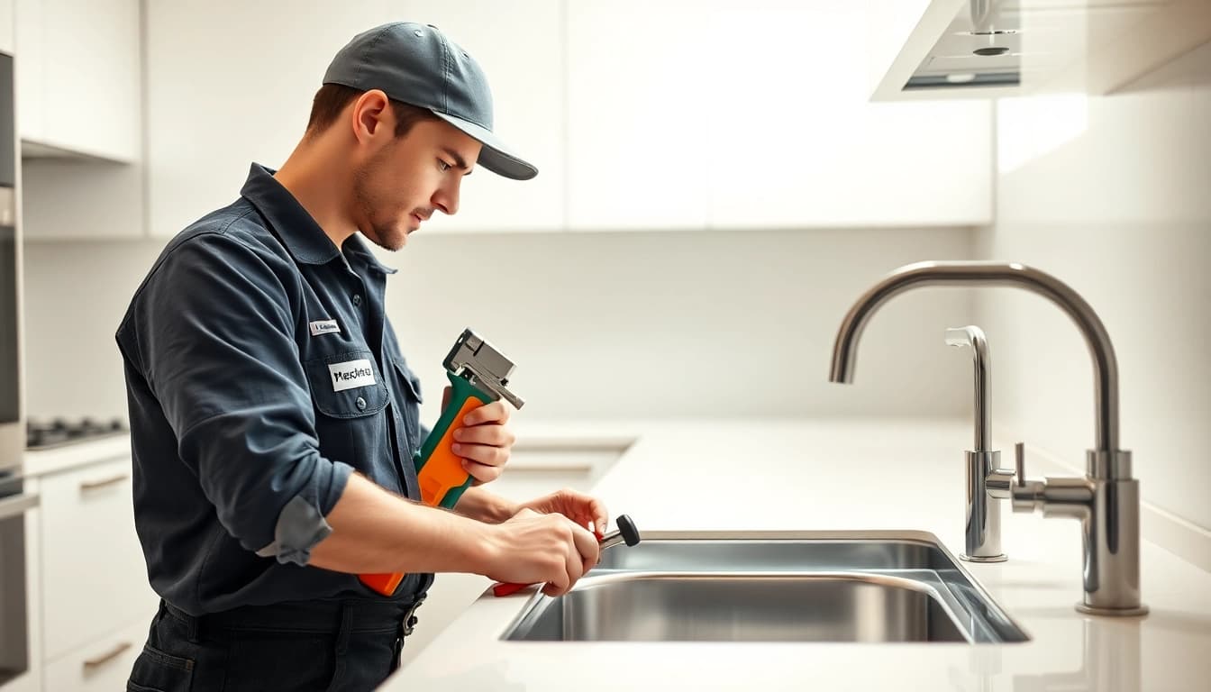 Find a reliable plumber near me handling a kitchen sink installation professionally.