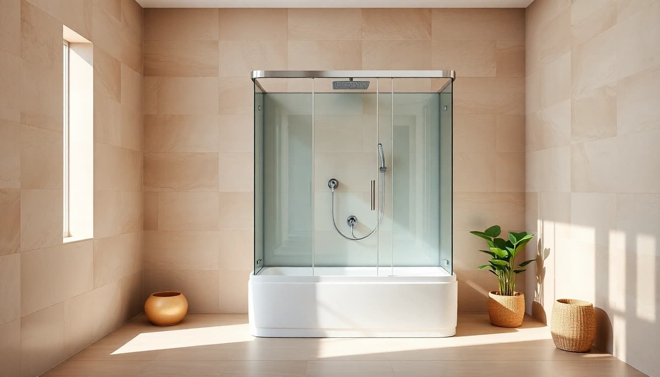 Duschkabine 80x80 im modernen Badezimmer-Design mit klaren Linien und eleganten Akzenten.