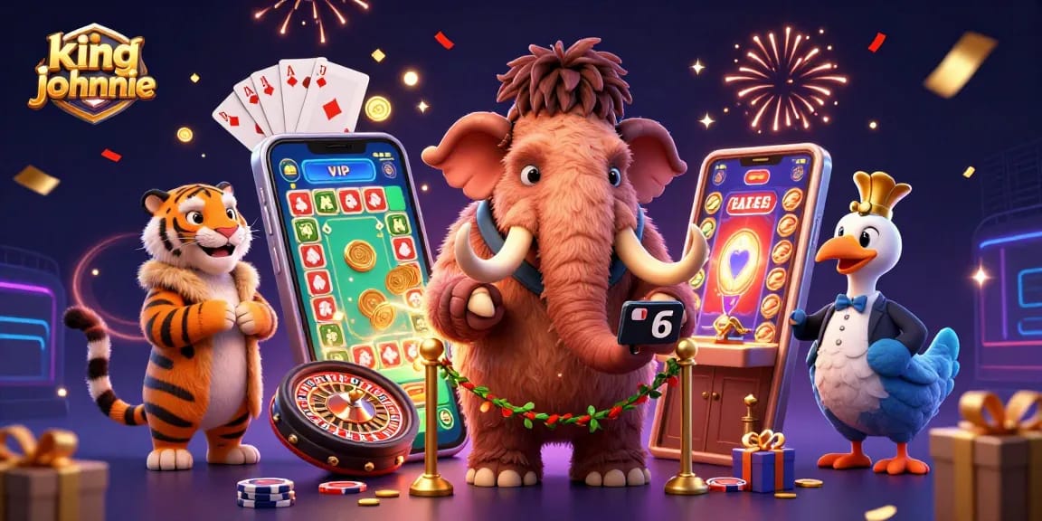 Join kingjohnnie at the baccarat table with a fun 3D scene of casino animals and celebratory effects.