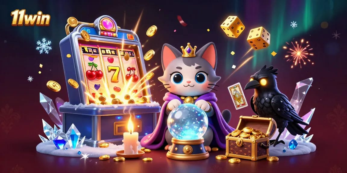 Experience thrilling gameplay with 11win featuring a vibrant 3D fantasy casino scene filled with exciting slots and games.