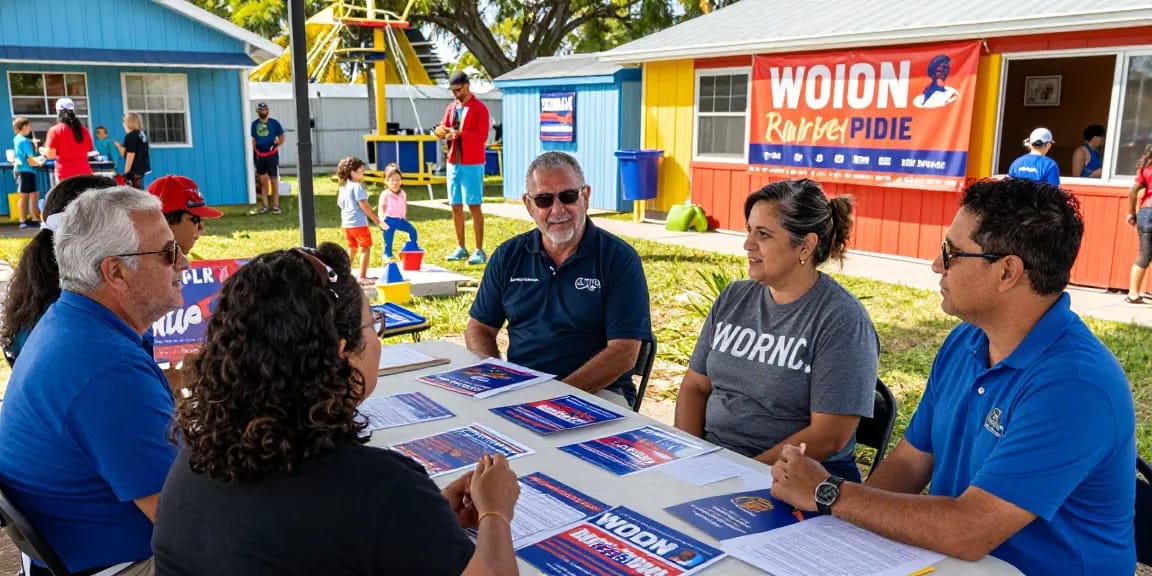 Casey Askar engaging voters at a local community event in Florida.