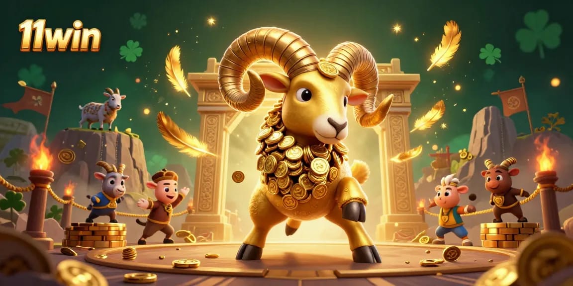 Experience thrilling moments with the 11win ram charging at a golden gate amidst a vibrant gambling arena.