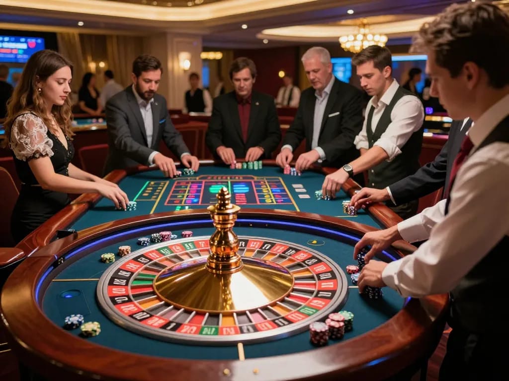 Players engaging in roulette at LV88, capturing the thrill of tai lv88 gaming experience