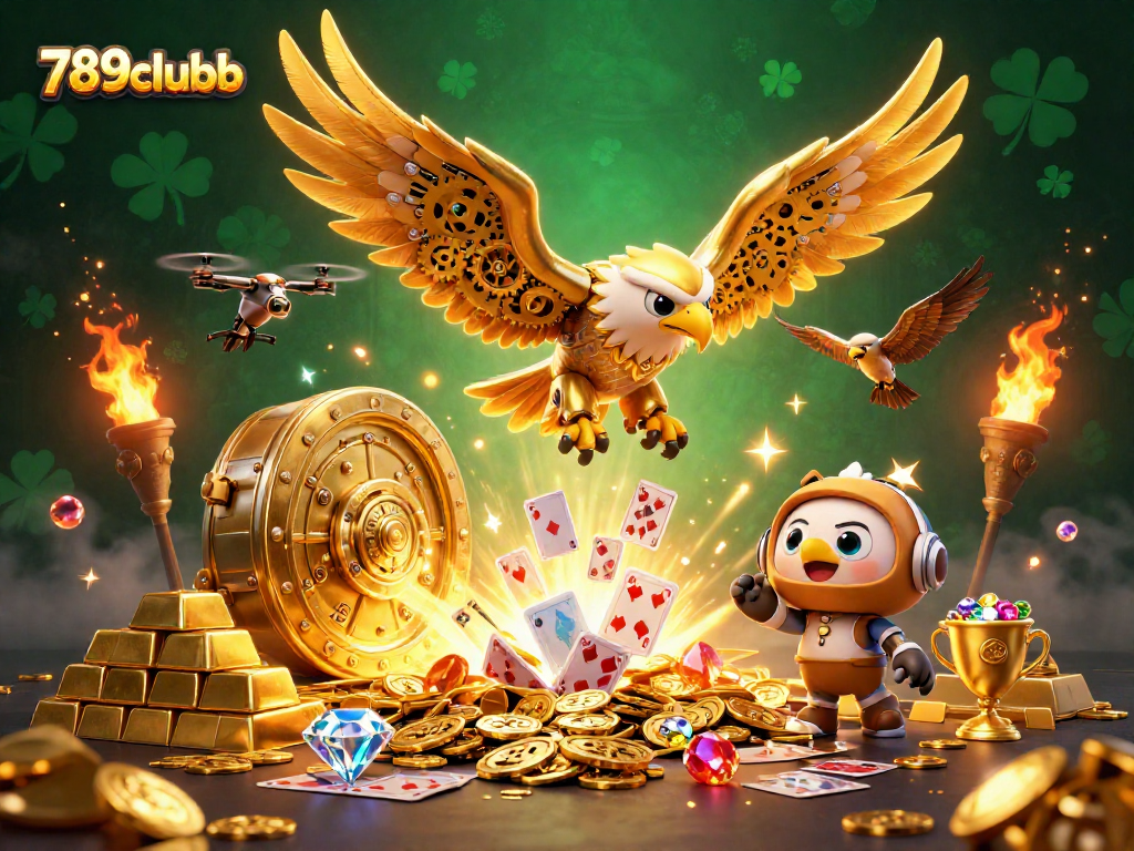 Experience the thrill of 789clubb with a vibrant 3D illustration showcasing exciting casino elements.
