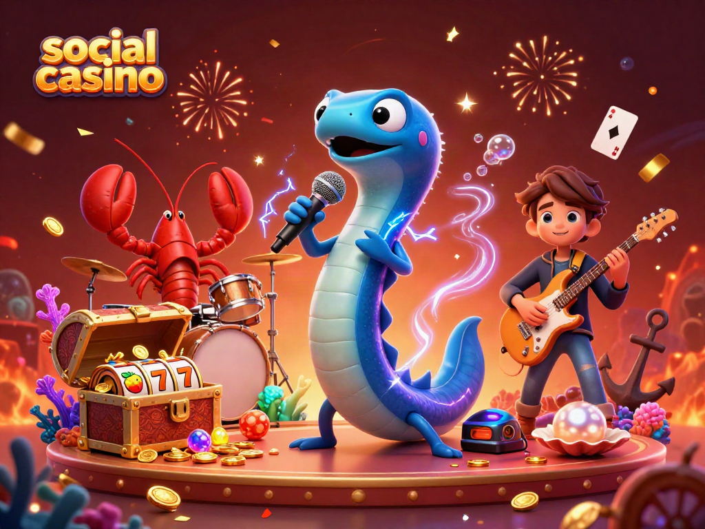 Enter the social casino excitement with vibrant underwater scenes and dynamic characters.