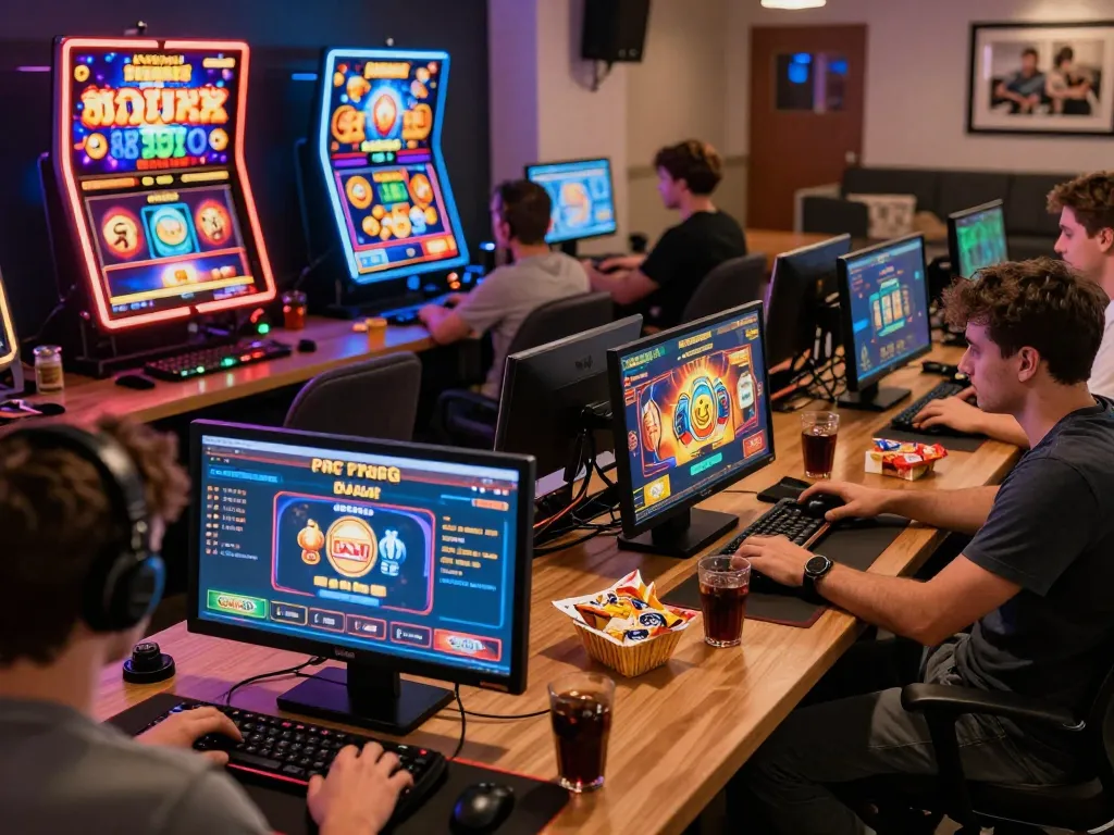 Engaged players enjoying sun win online gaming experience with excitement and colorful graphics.