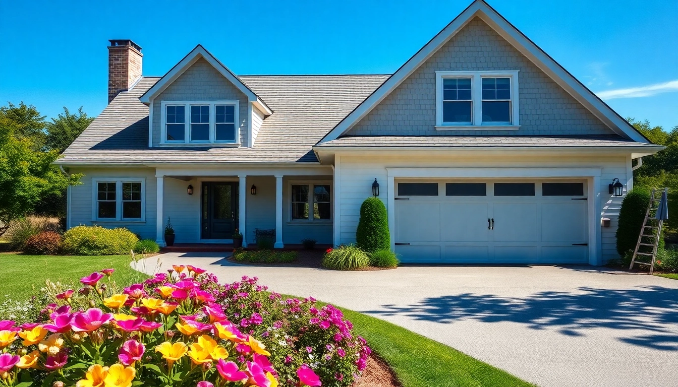 Beautifully designed cape cod homes with an inviting garage complemented by lush gardens.