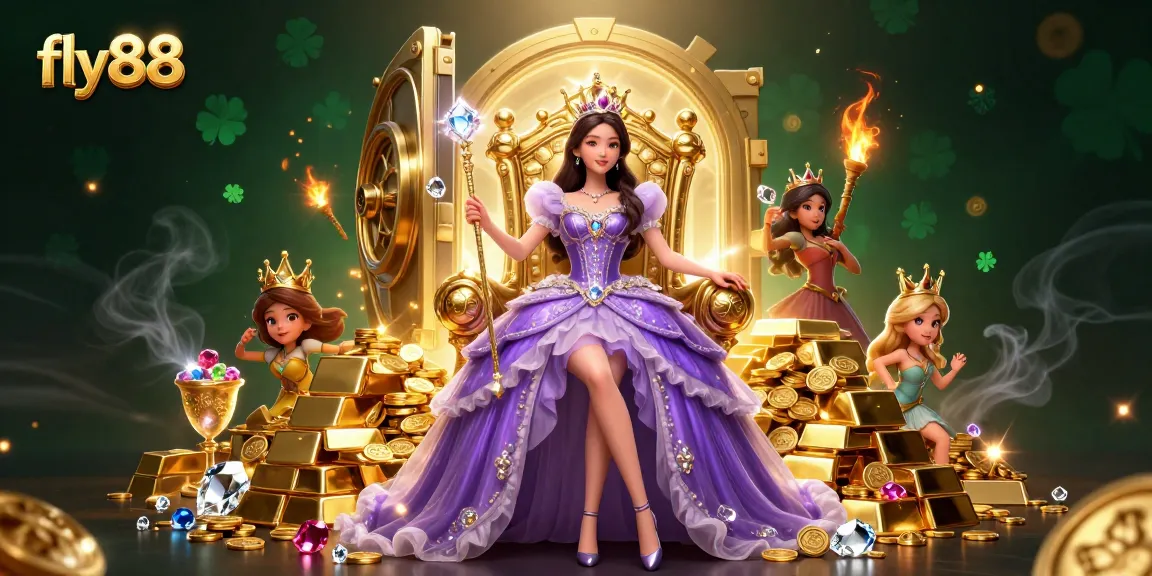 Experience the enchantment of fly88 with a dazzling princess theme in a vibrant casino setting.