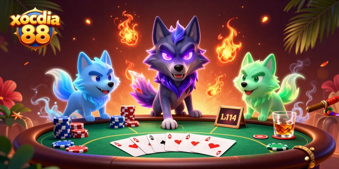 Experience the thrilling xocdia 88 ambiance with a ghostly wolf pack at a vibrant casino.