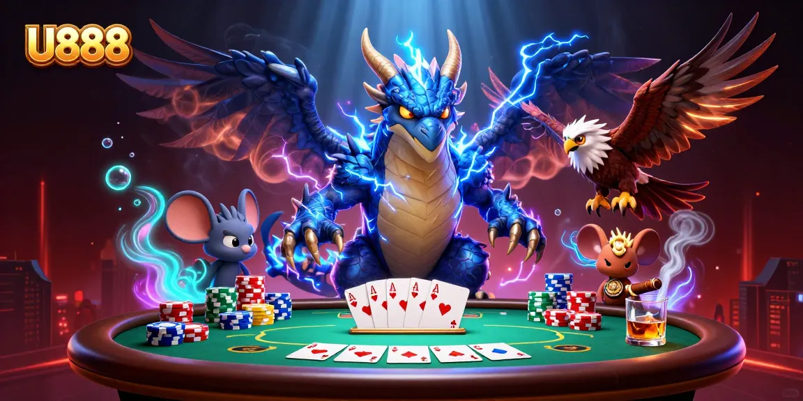Experience thrilling poker moments with U888 as fierce characters showcase the ultimate gaming excitement.