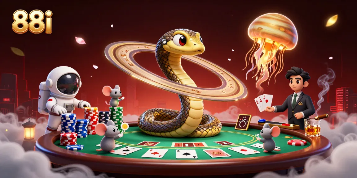 88i depicts a thrilling cosmic casino scene where mice gamble around a roulette wheel planet, enhancing the gaming experience.