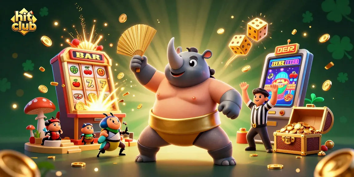 Experience thrilling gameplay with Hit Club's exciting casino games, showcasing vibrant 3D animations.