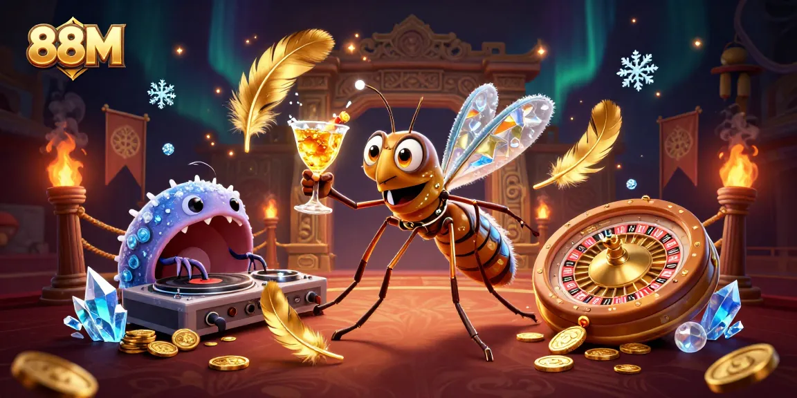 88M offers engaging gambling experiences with a dynamic scene showcasing casino elements and characters.