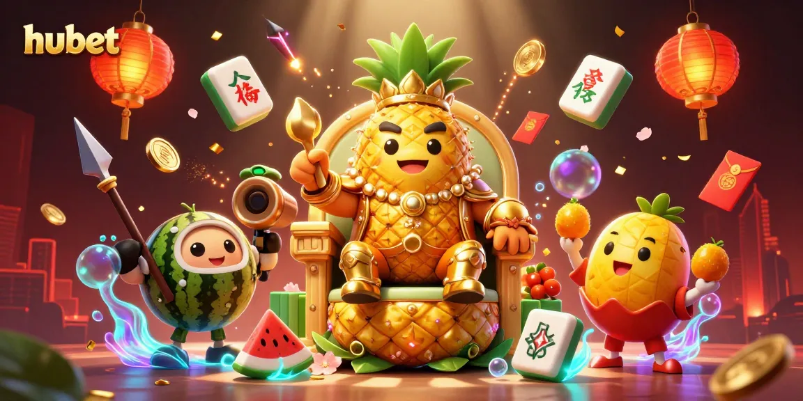Experience thrilling gameplay at hubet with the vibrant pineapple king and casino elements lighting up the scene.